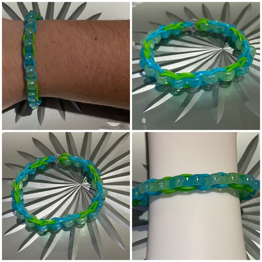 [💙🆓]  3/10$ 🛍 Handmade Rainbow Loom bracelet with Glow-in-the-dark beads 🌈💖